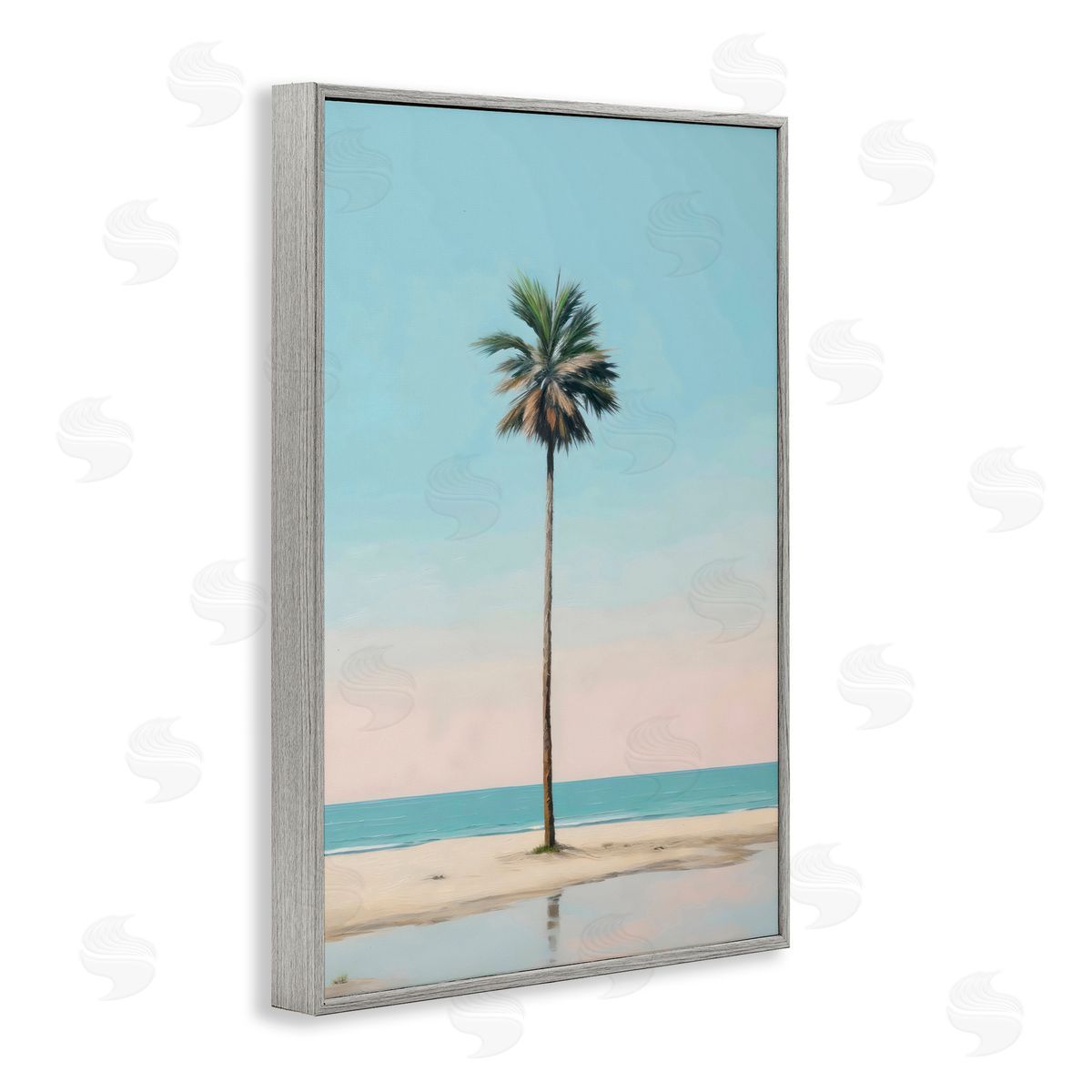 LSR Design Studio High Tide Lone Palm Gray Framed Giclee Art Print