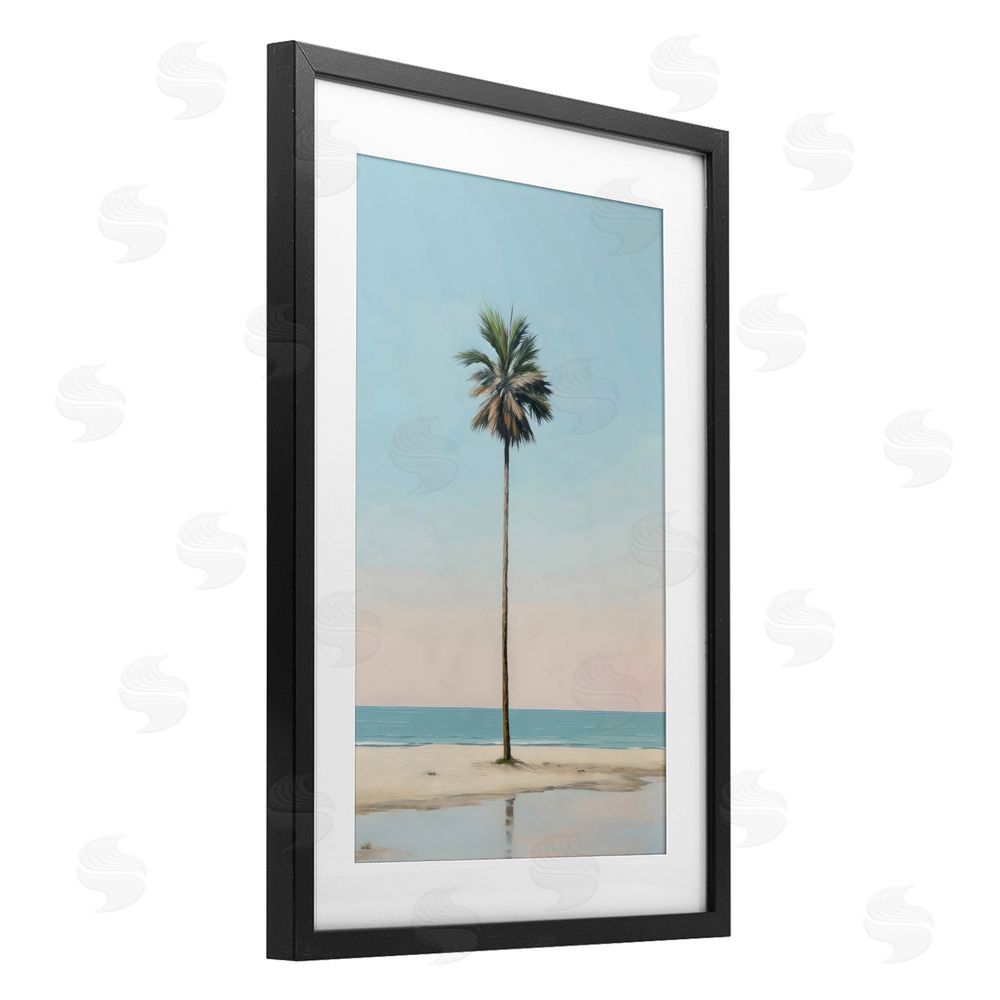 LSR Design Studio High Tide Lone Palm Black Framed Print Under Glass Art