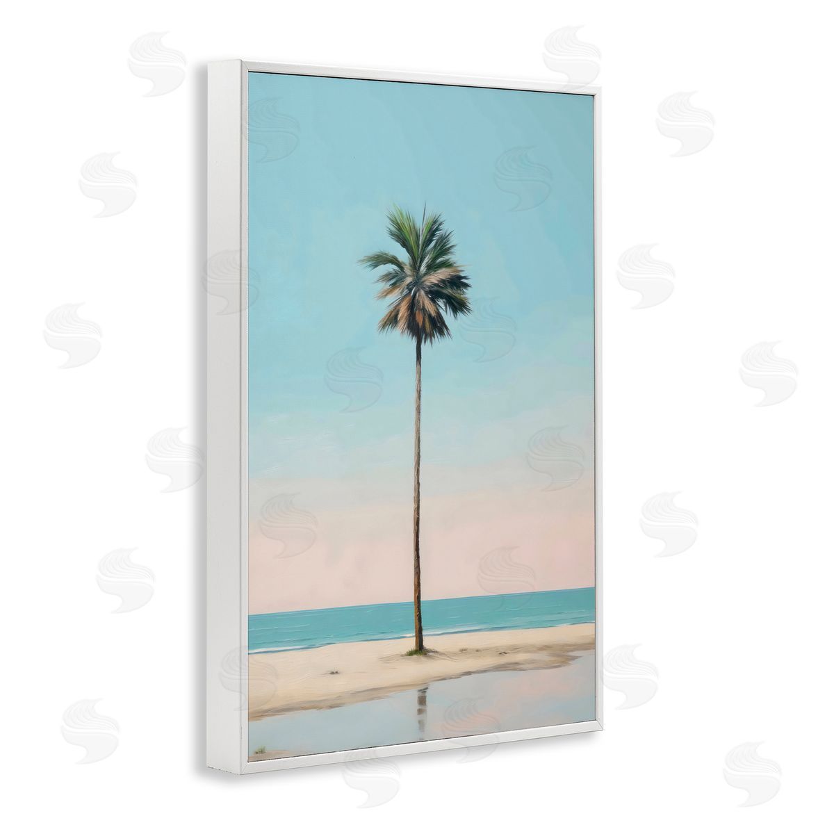 LSR Design Studio High Tide Lone Palm White Frame Giclee Art Print