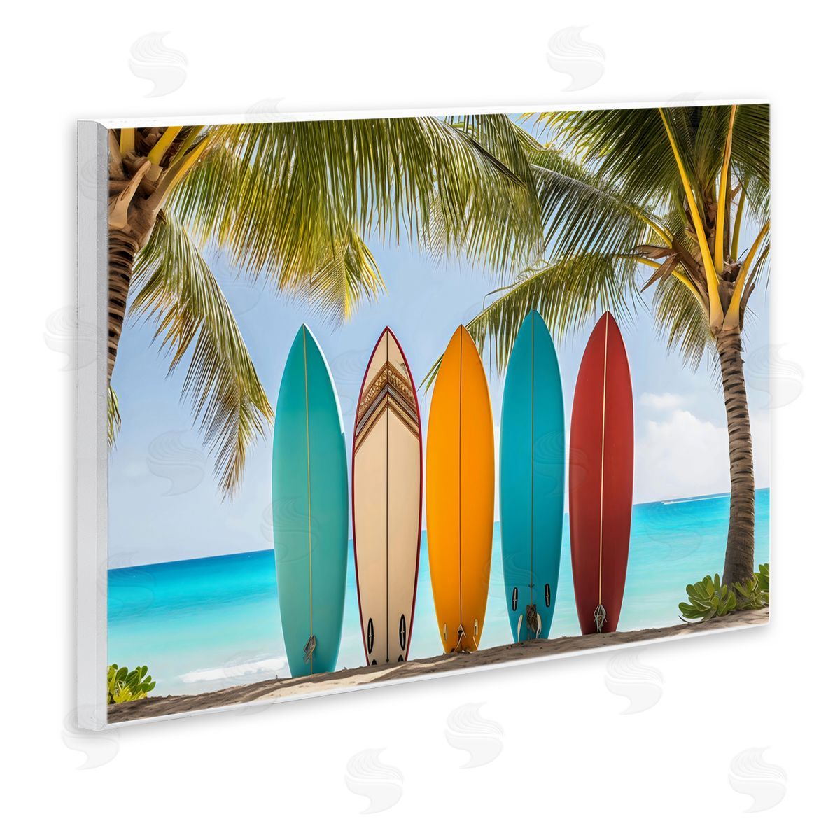 LSR Design Studio Colorful Surfboards Shoreline Wall Plaque Art Print
