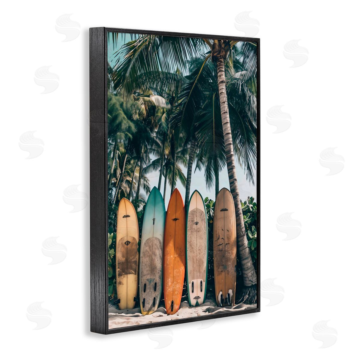 LSR Design Studio Vintage Surfboard Lineup Black Framed Giclee Art Print