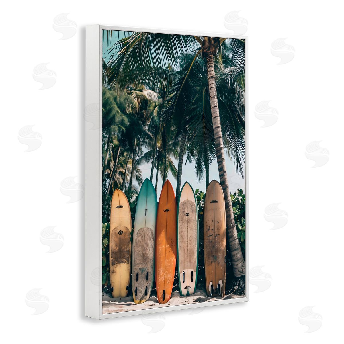 LSR Design Studio Vintage Surfboard Lineup White Frame Giclee Art Print
