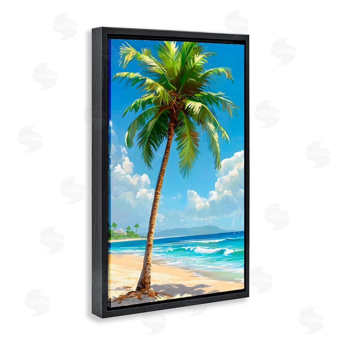 LSR Design Studio Shade From Palm Trees Black Floating Frame Canvas Wall Art Print