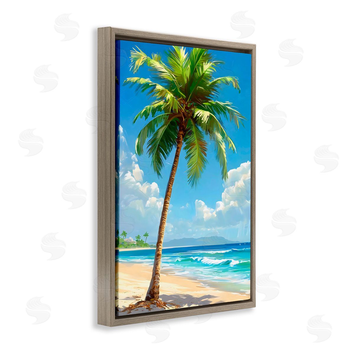LSR Design Studio Shade From Palm Trees Brown Floating Frame Canvas Art Print