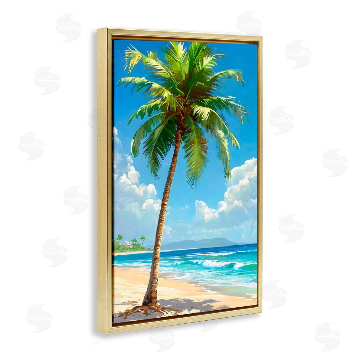 LSR Design Studio Shade From Palm Trees Gold Floating Frame Canvas Art Print