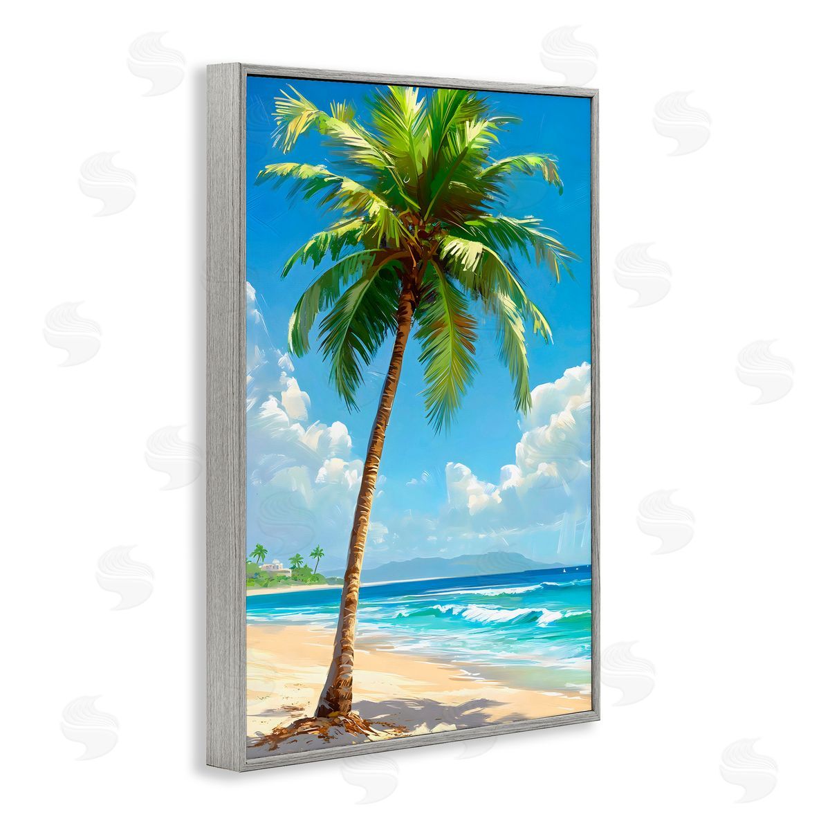 LSR Design Studio Shade From Palm Trees Gray Framed Giclee Art Print
