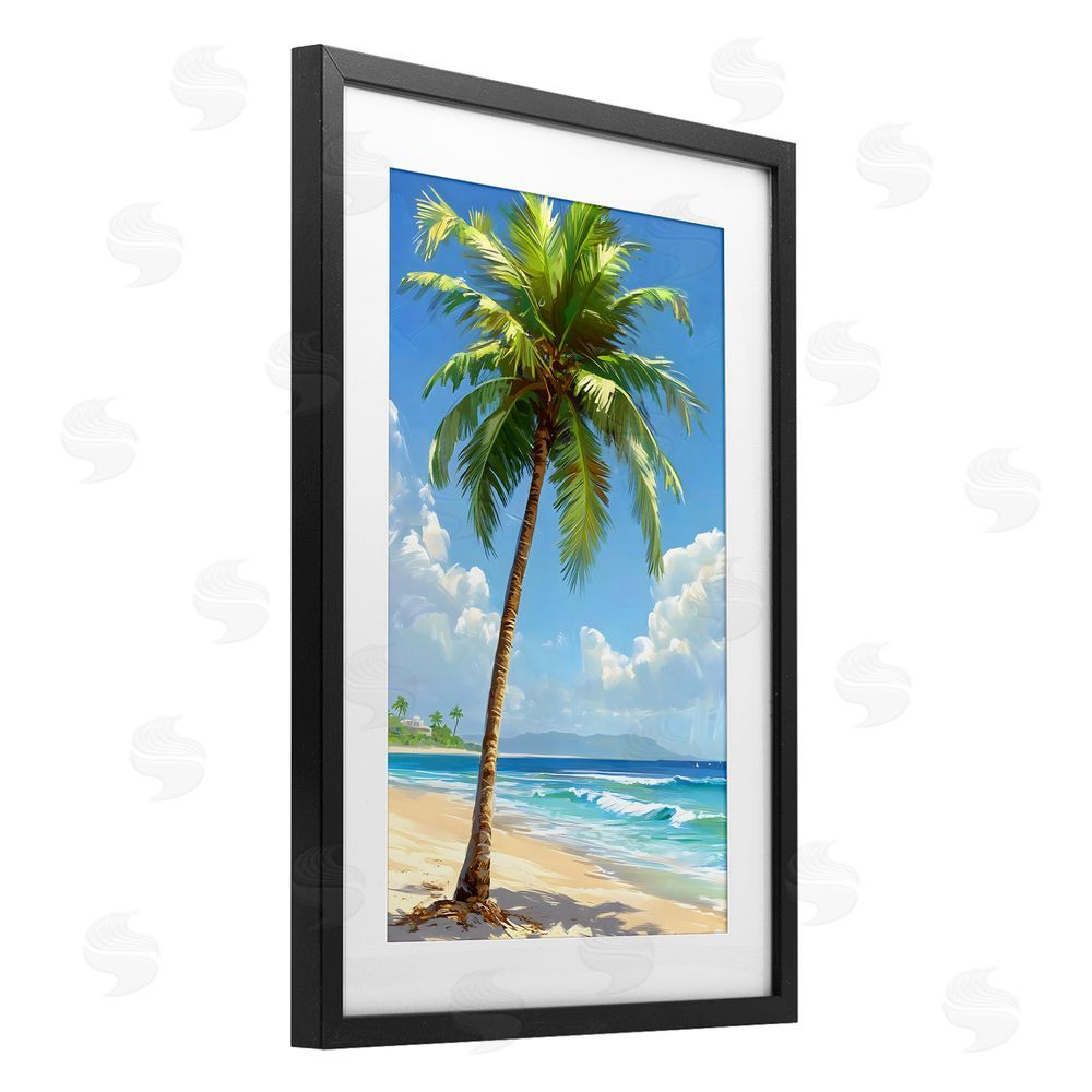 LSR Design Studio Shade From Palm Trees Black Framed Print Under Glass Art