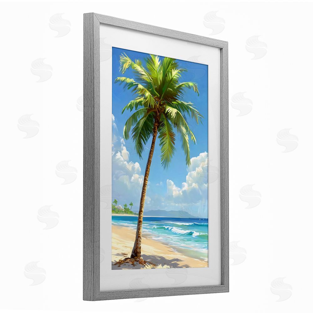 LSR Design Studio Shade From Palm Trees Gray Framed Print Under Glass Art