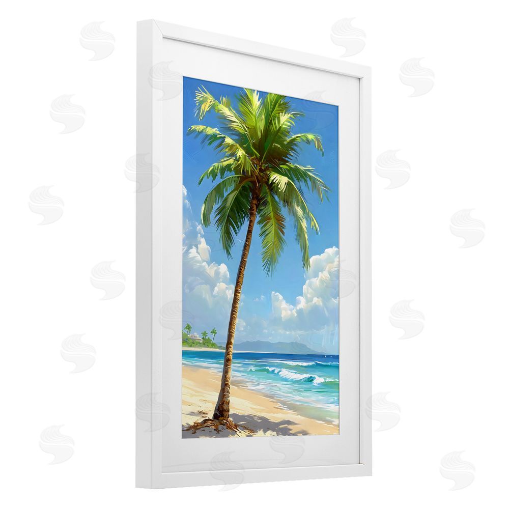 LSR Design Studio Shade From Palm Trees White Framed Print Under Glass Art
