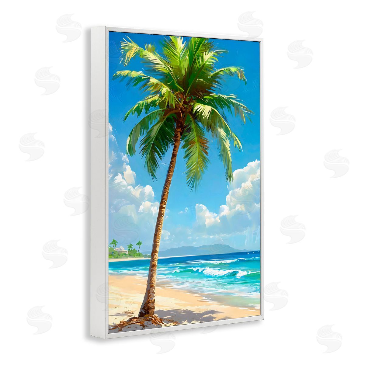 LSR Design Studio Shade From Palm Trees White Frame Giclee Art Print