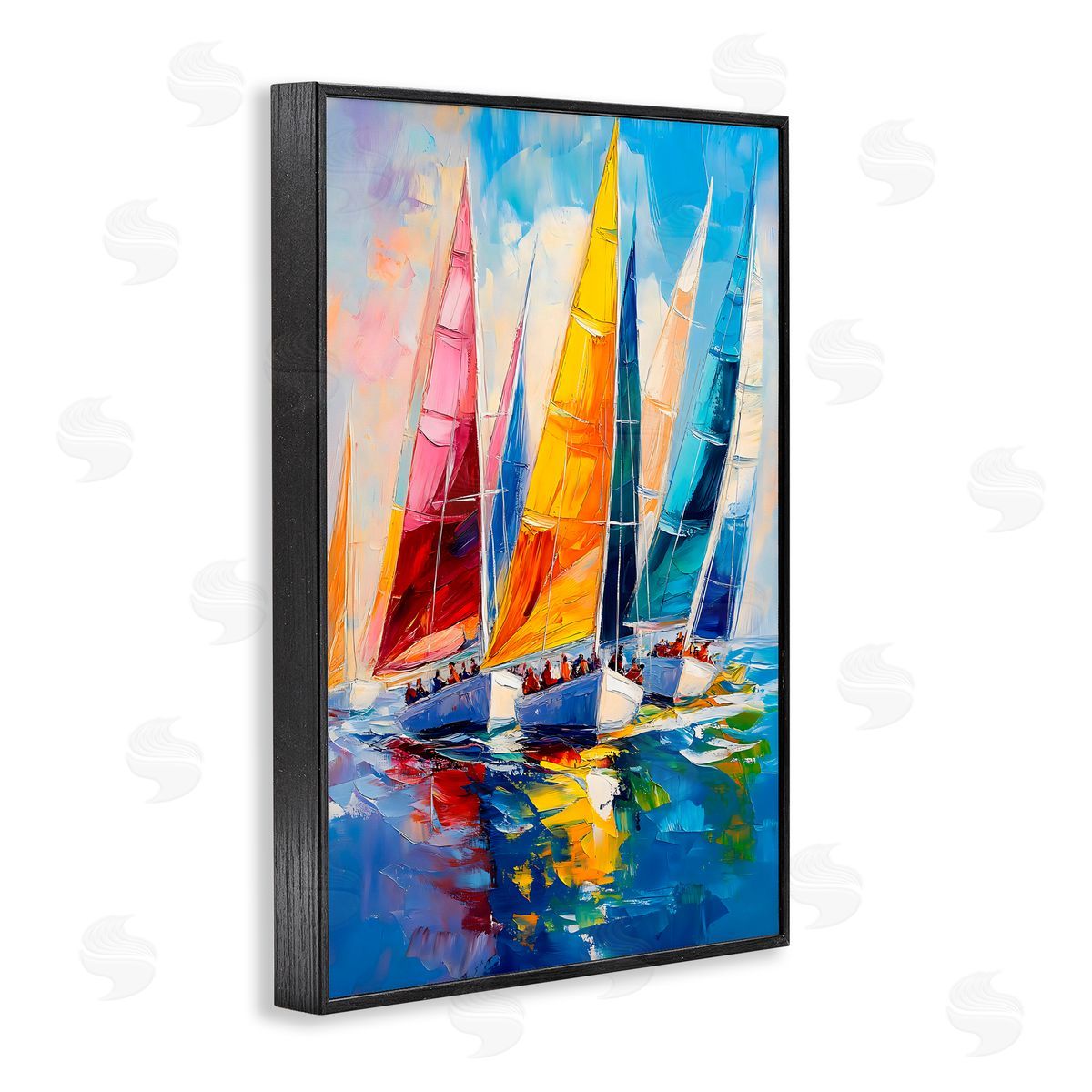 LSR Design Studio Colorful Sails Regatta Black Framed Giclee Art Print