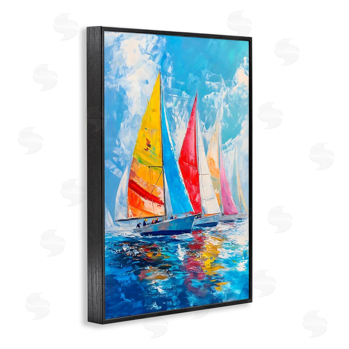 LSR Design Studio Fleet of Colorful Sails Black Framed Giclee Art Print