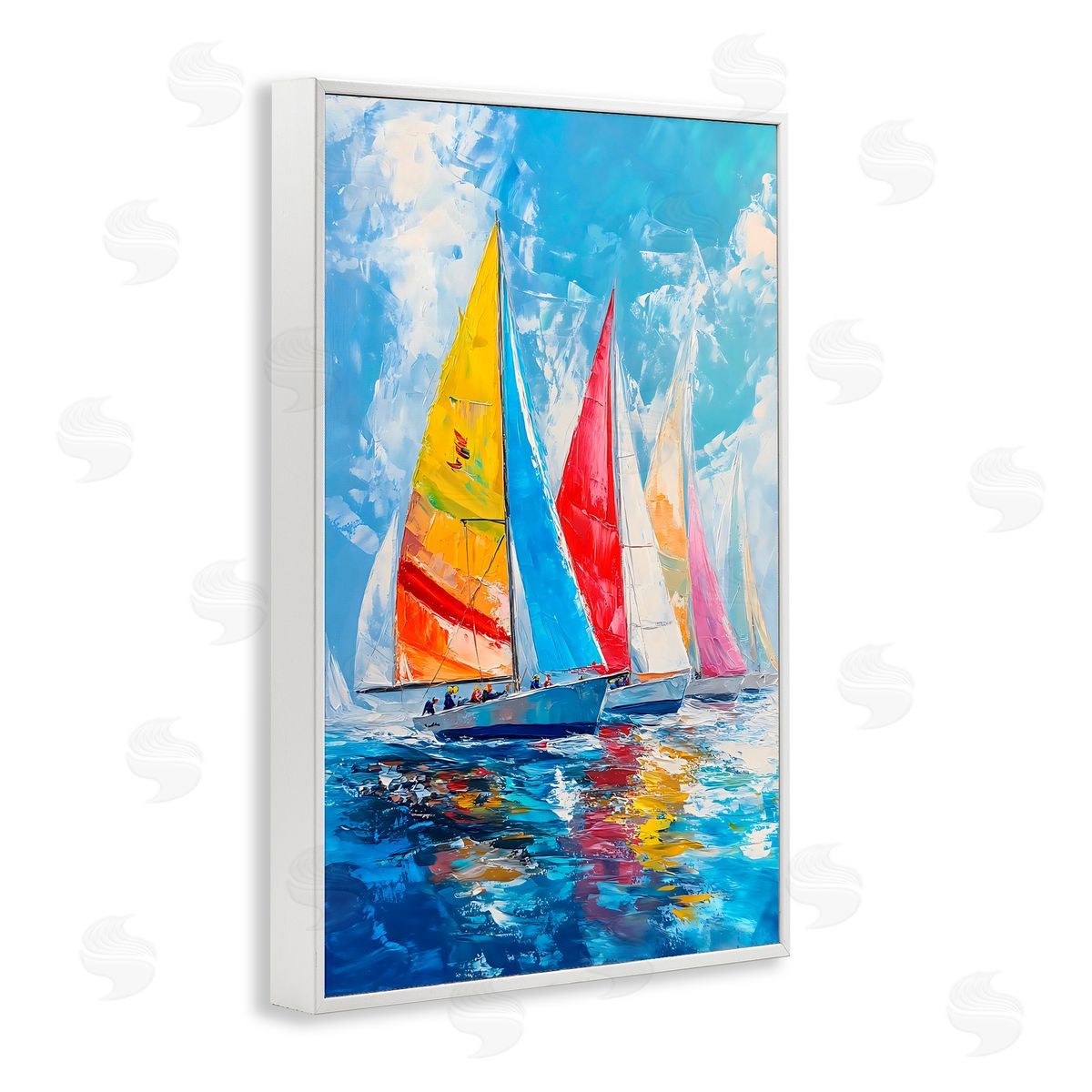LSR Design Studio Fleet of Colorful Sails White Frame Giclee Art Print