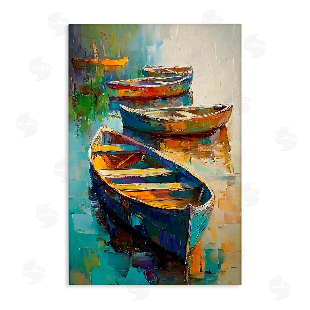 LSR Design Studio Waiting Boats Expressionism Canvas Wall Art Print