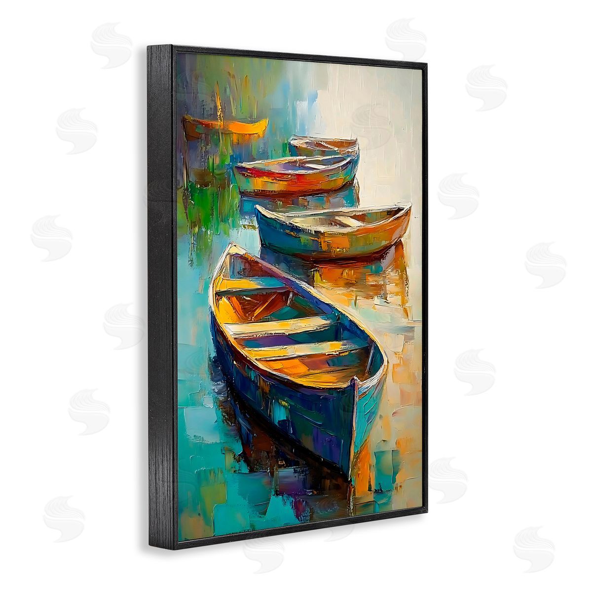 LSR Design Studio Waiting Boats Expressionism Black Framed Giclee Art Print