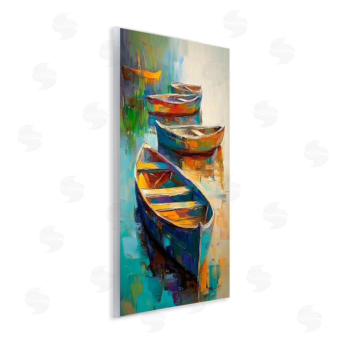 LSR Design Studio Waiting Boats Expressionism Wall Plaque Art Print