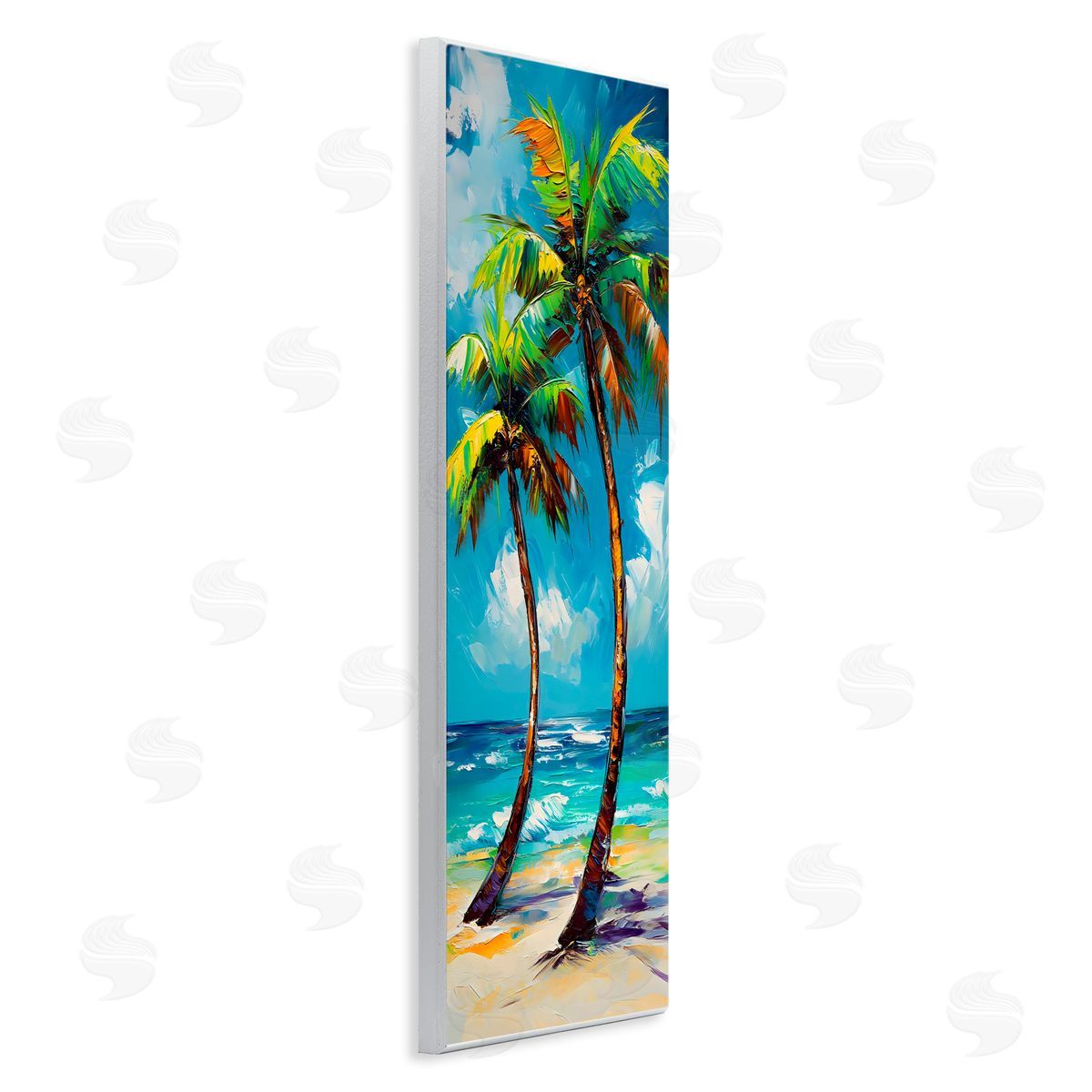 LSR Design Studio Bendy Palm Trees on Shore Wall Plaque Art Print