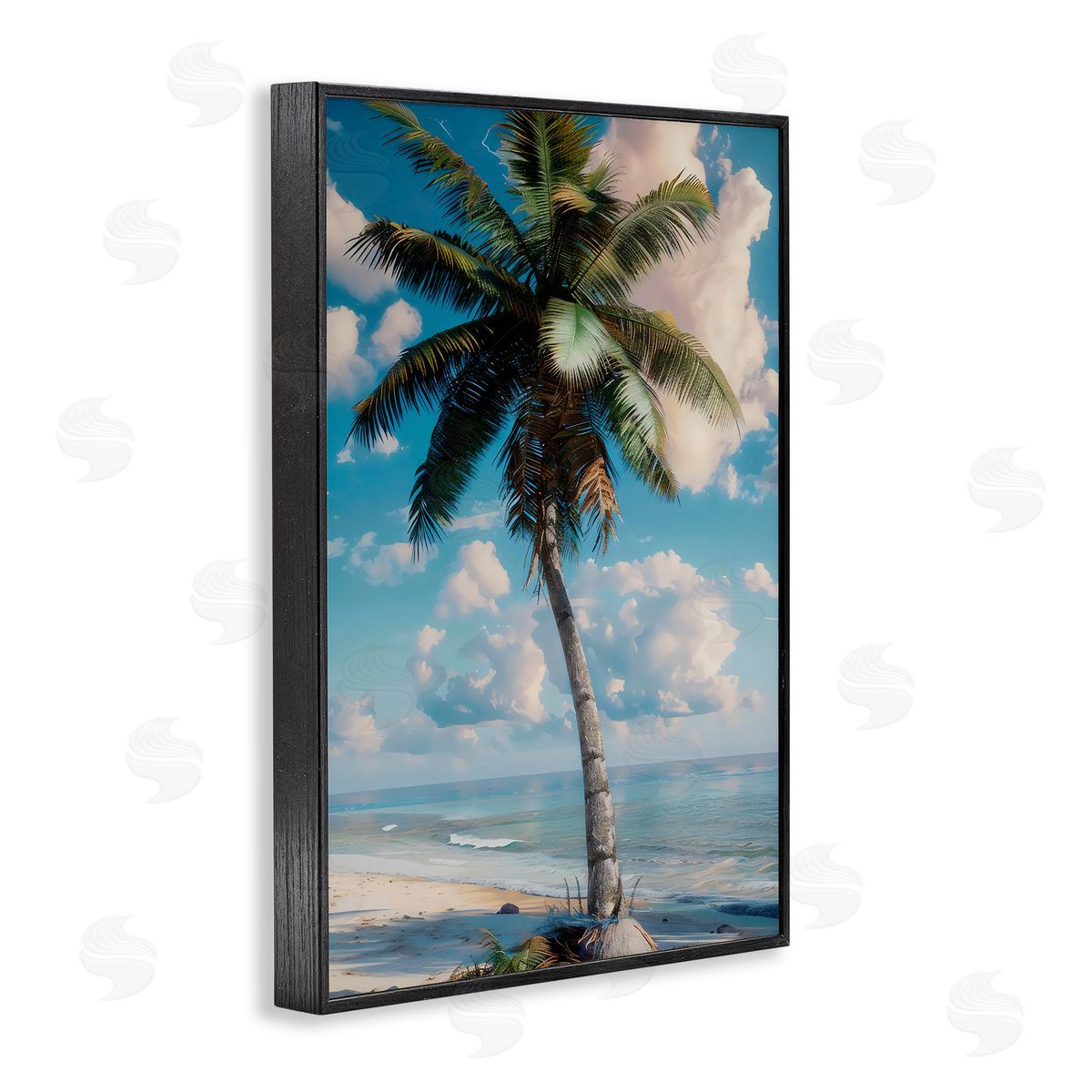 LSR Design Studio Green Palm Relaxation Black Framed Giclee Art Print