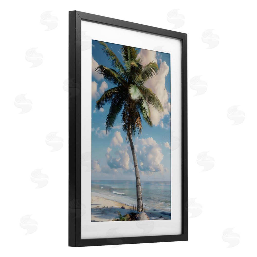 LSR Design Studio Green Palm Relaxation Black Framed Print Under Glass Art