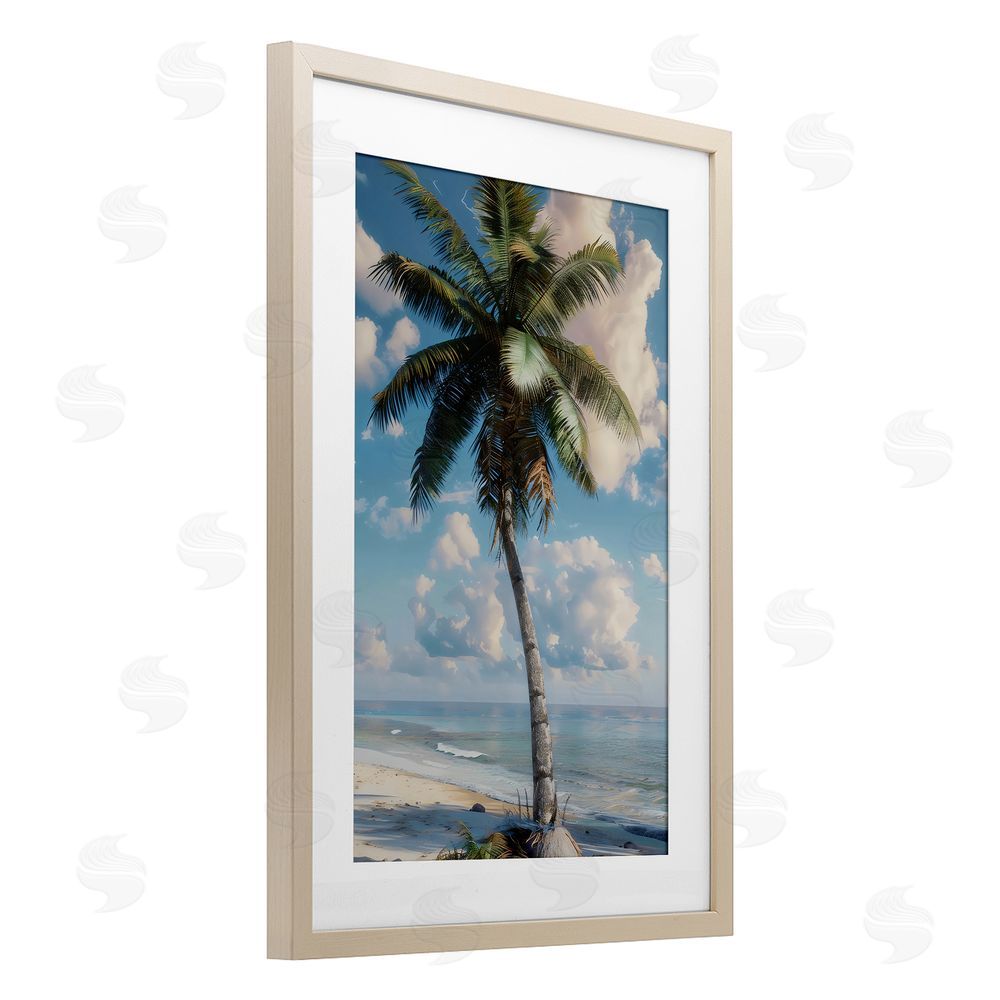 LSR Design Studio Green Palm Relaxation Birch Framed Print Under Glass Art