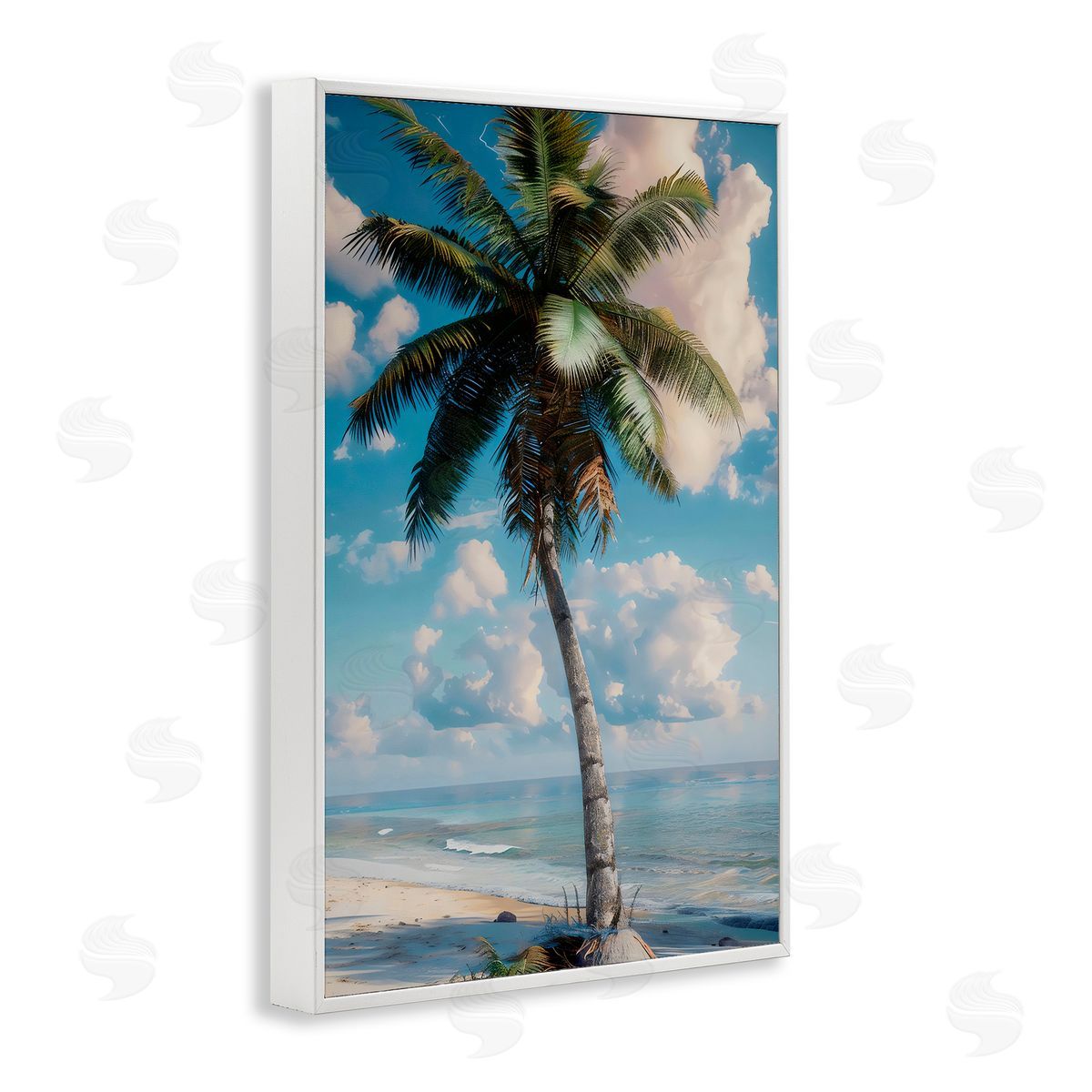 LSR Design Studio Green Palm Relaxation White Frame Giclee Art Print