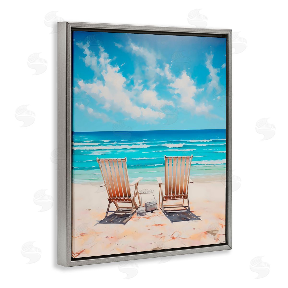 LSR Design Studio Adirondack Beach Chairs View Gray Floating Frame Canvas Art Print