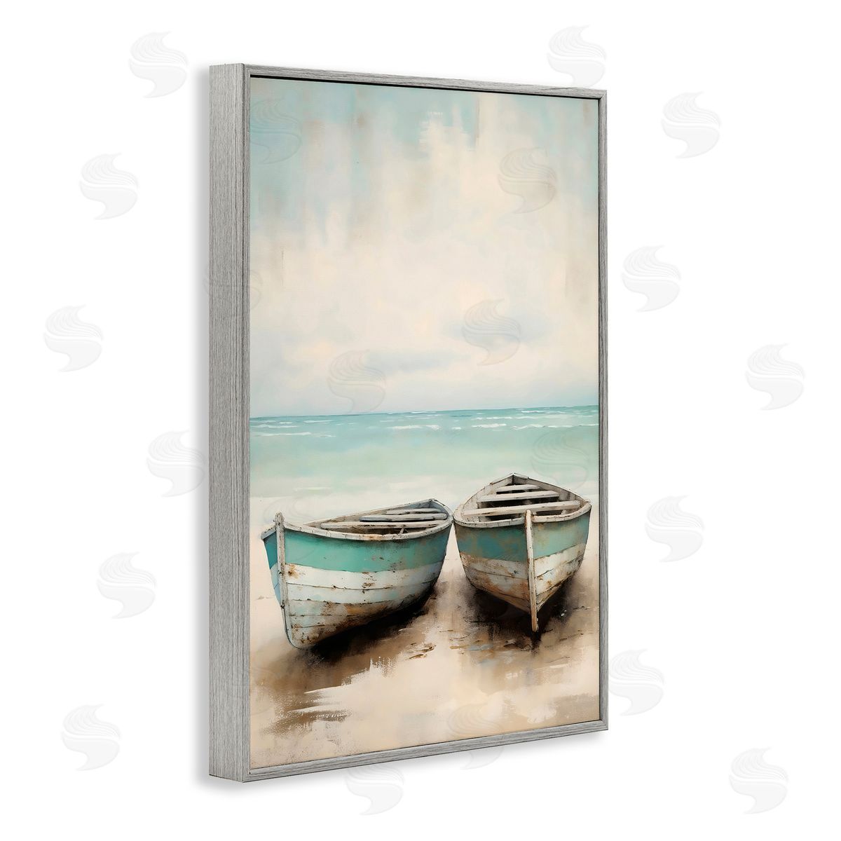 LSR Design Studio Distressed Boats Pair Gray Framed Giclee Art Print