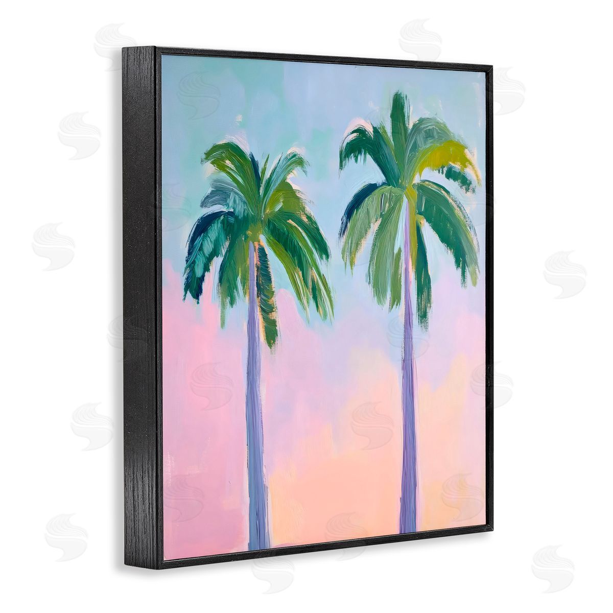 LSR Design Studio Pastel Skies And Palms Black Framed Giclee Art Print