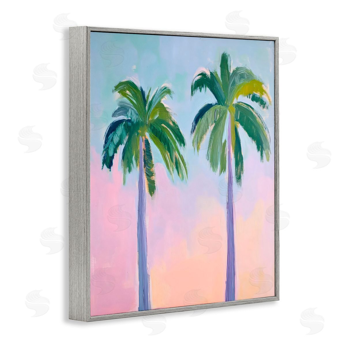 LSR Design Studio Pastel Skies And Palms Gray Framed Giclee Art Print