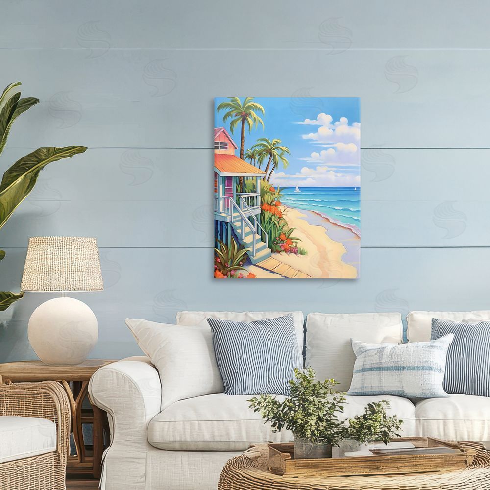 LSR Design Studio Life On The Beach Bungalow Printed Wall Art in Room
