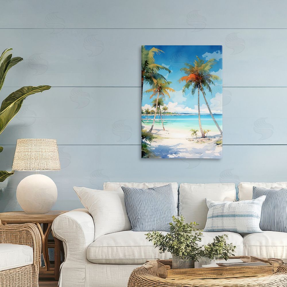 LSR Design Studio Palm Paradise Beachfront Printed Wall Art in Room