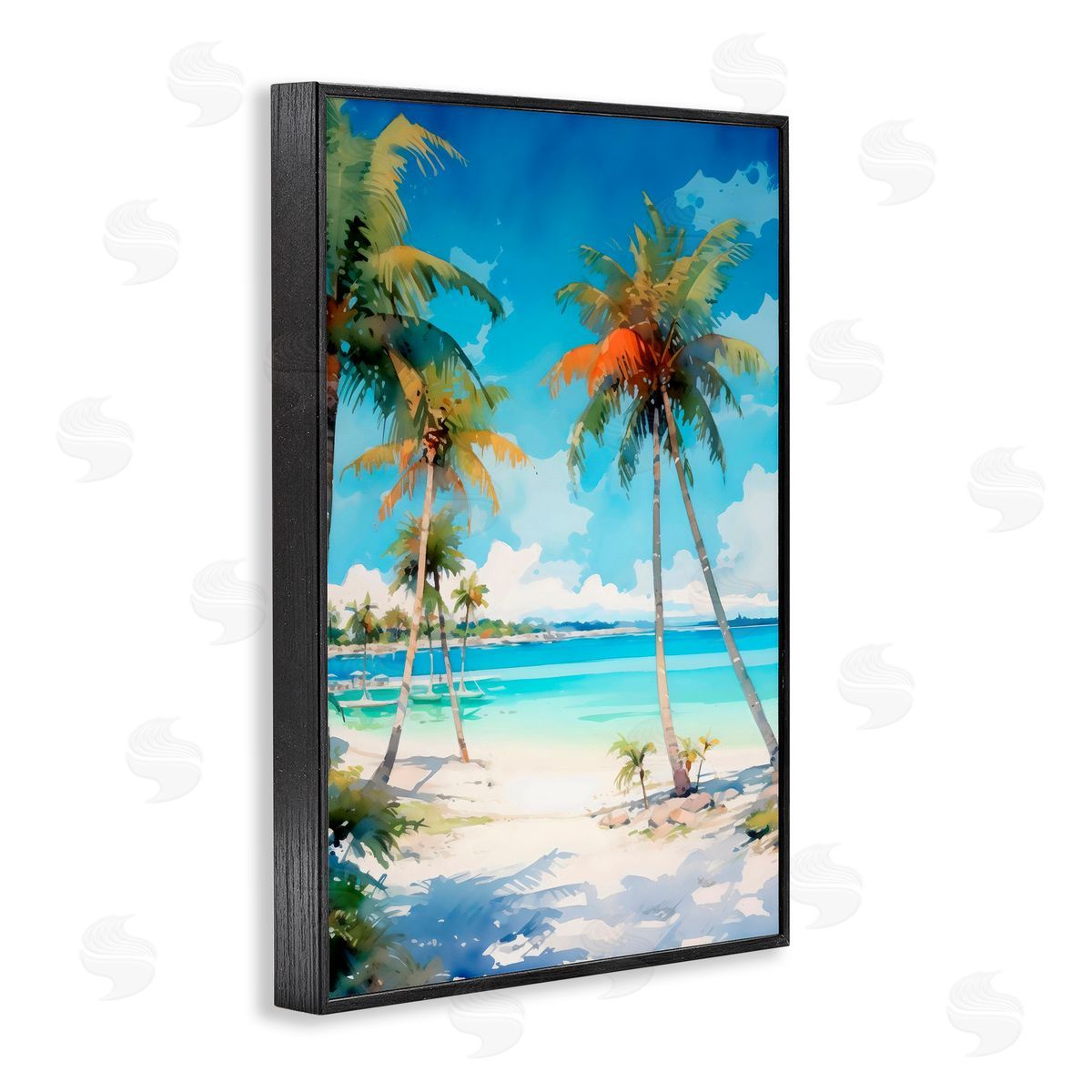 LSR Design Studio Palm Paradise Beachfront Black Framed Giclee Art Print