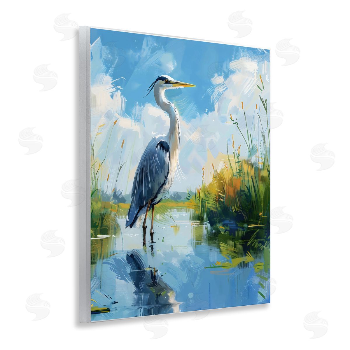 LSR Design Studio Blue Heron in Wetlands Wall Plaque Art Print