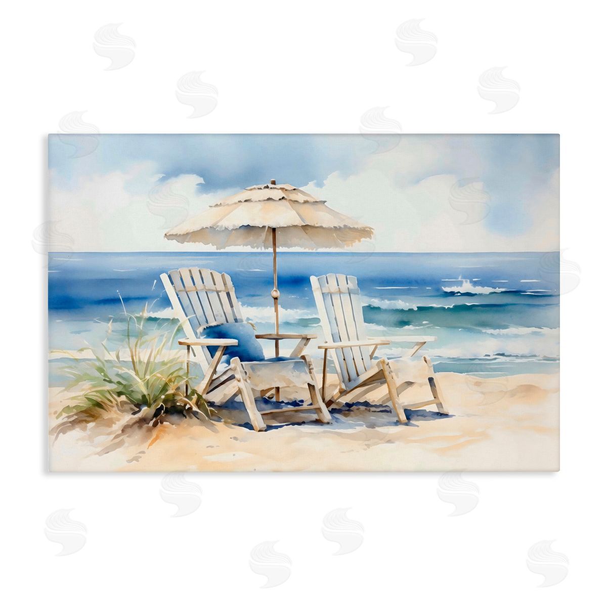 LSR Design Studio Neutral Adirondack Chairs Canvas Wall Art Print