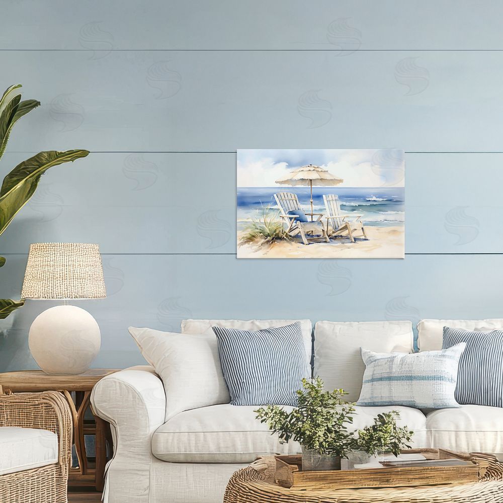 LSR Design Studio Neutral Adirondack Chairs Printed Wall Art in Room
