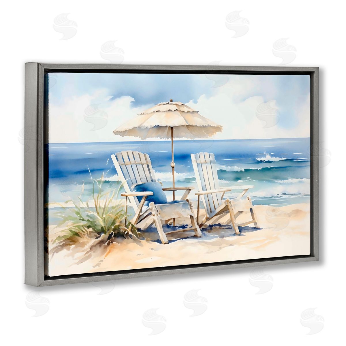 LSR Design Studio Neutral Adirondack Chairs Gray Floating Frame Canvas Art Print
