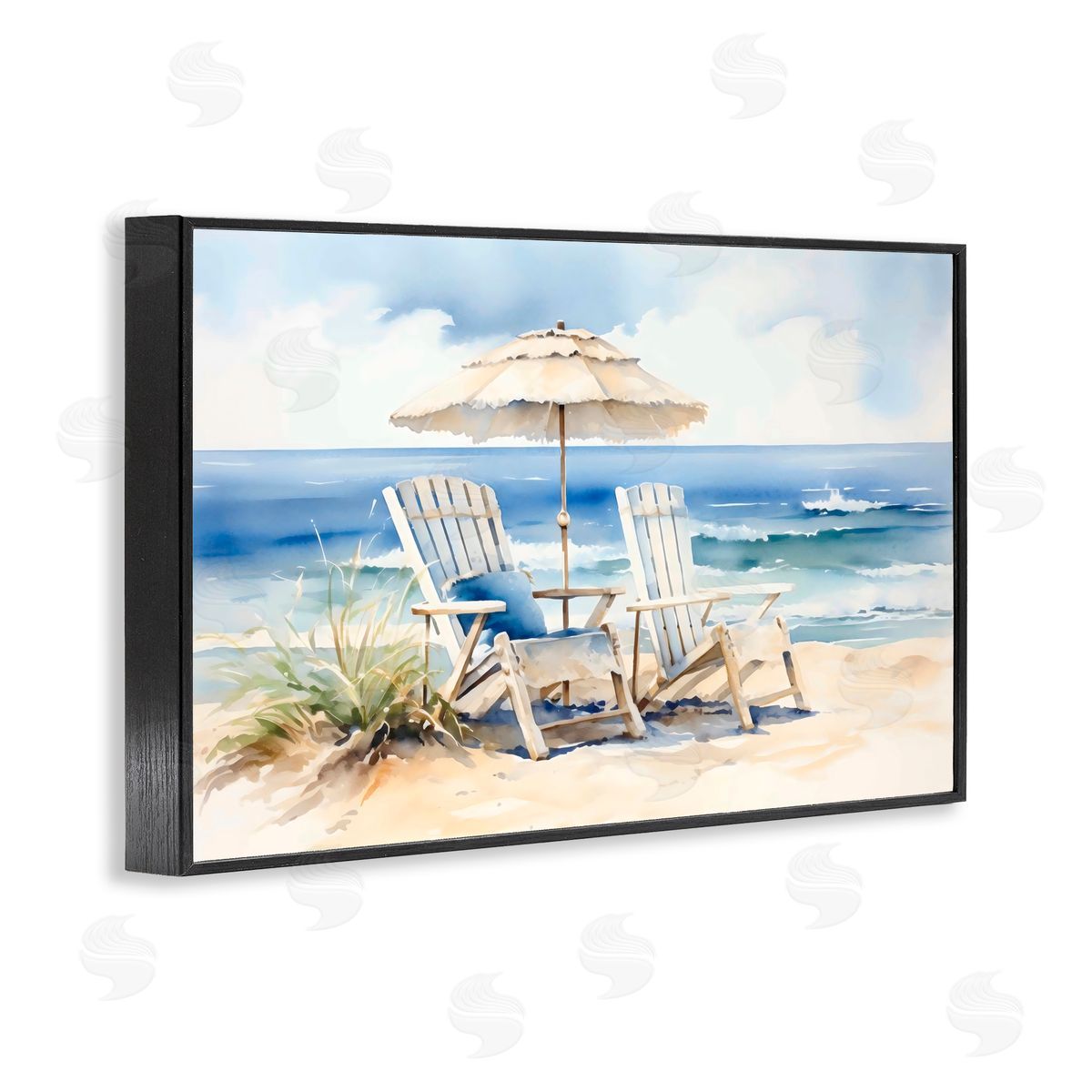 LSR Design Studio Neutral Adirondack Chairs Black Framed Giclee Art Print