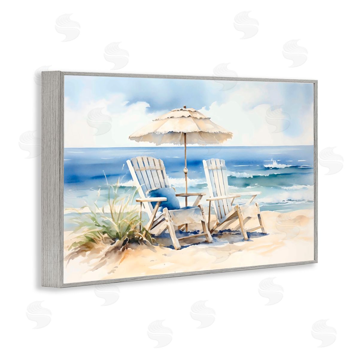 LSR Design Studio Neutral Adirondack Chairs Gray Framed Giclee Art Print