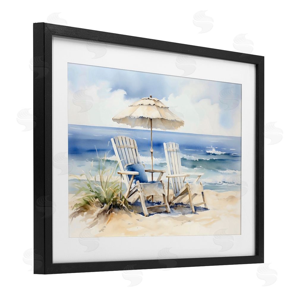 LSR Design Studio Neutral Adirondack Chairs Black Framed Print Under Glass Art