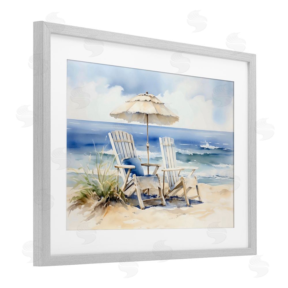LSR Design Studio Neutral Adirondack Chairs Gray Framed Print Under Glass Art