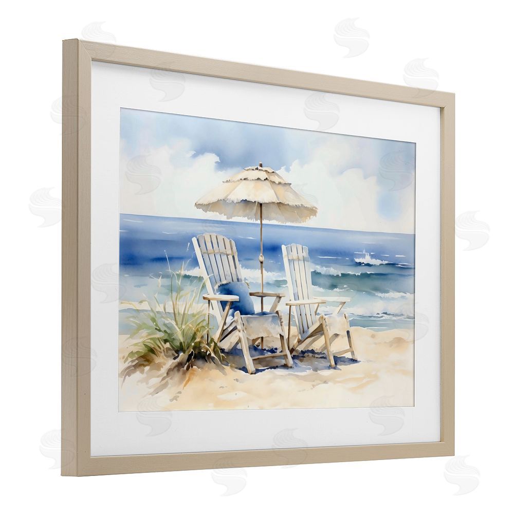 LSR Design Studio Neutral Adirondack Chairs Birch Framed Print Under Glass Art
