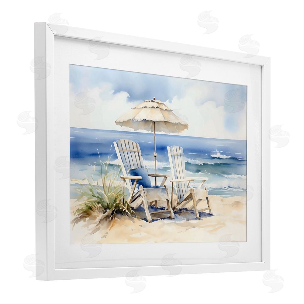 LSR Design Studio Neutral Adirondack Chairs White Framed Print Under Glass Art