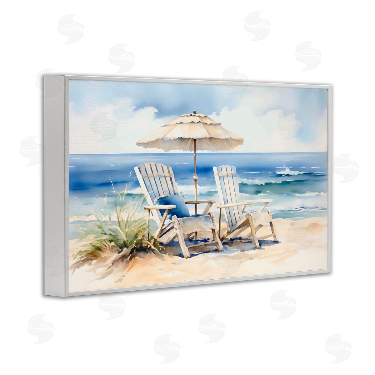 LSR Design Studio Neutral Adirondack Chairs White Frame Giclee Art Print