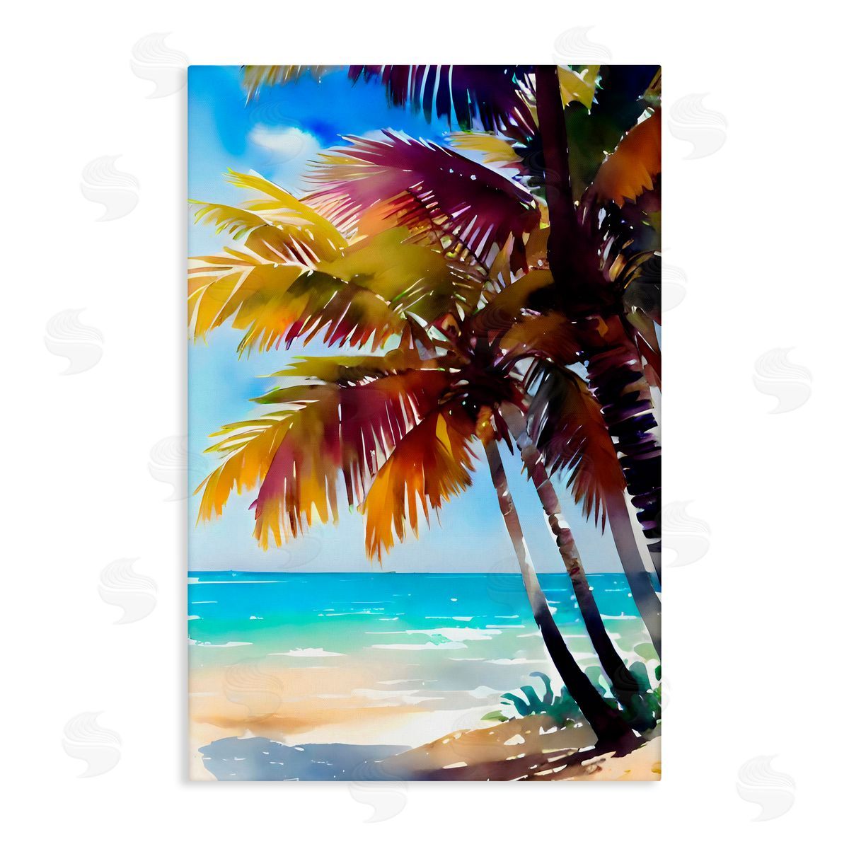 LSR Design Studio Shady Beach Palm Leaves Canvas Wall Art Print