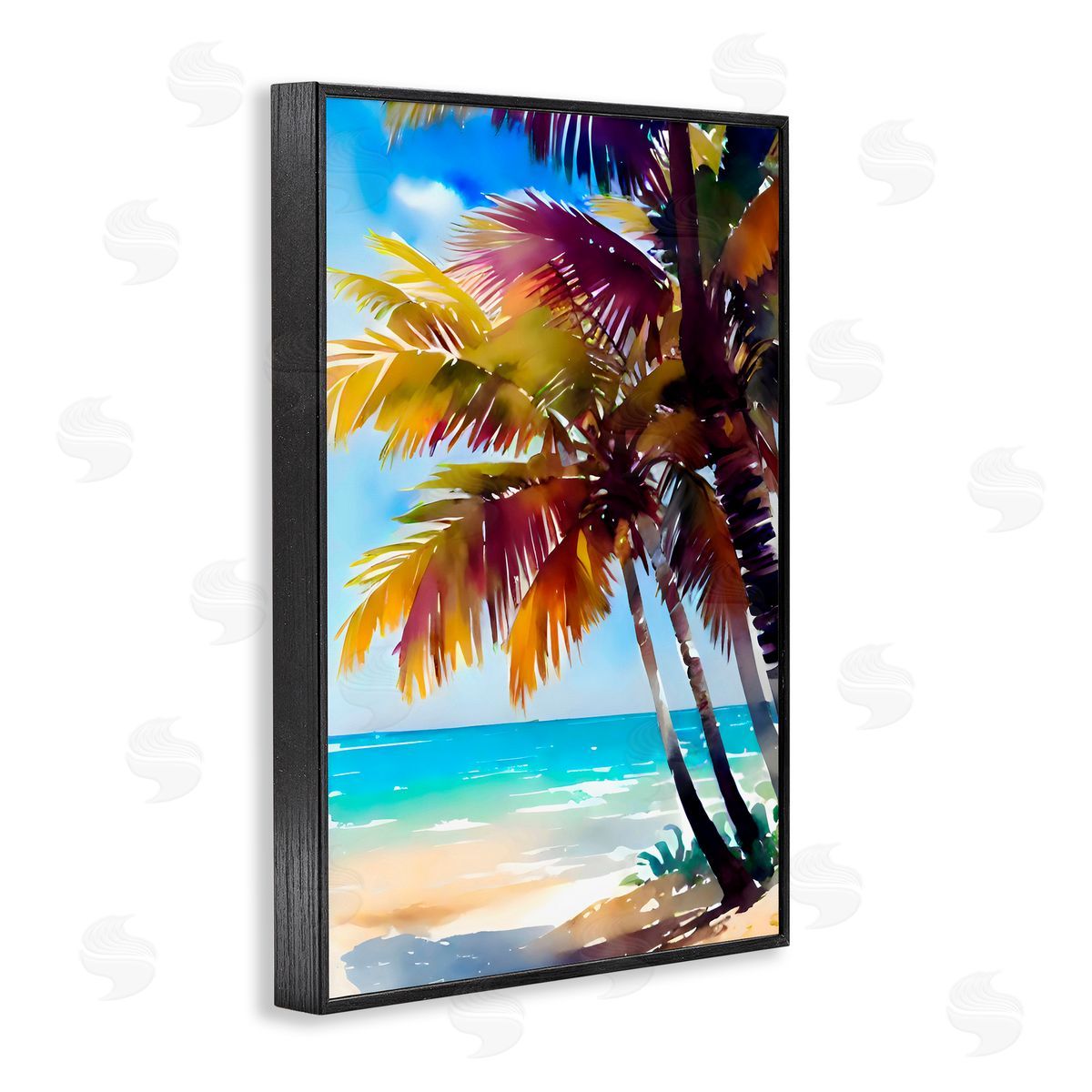 LSR Design Studio Shady Beach Palm Leaves Black Framed Giclee Art Print