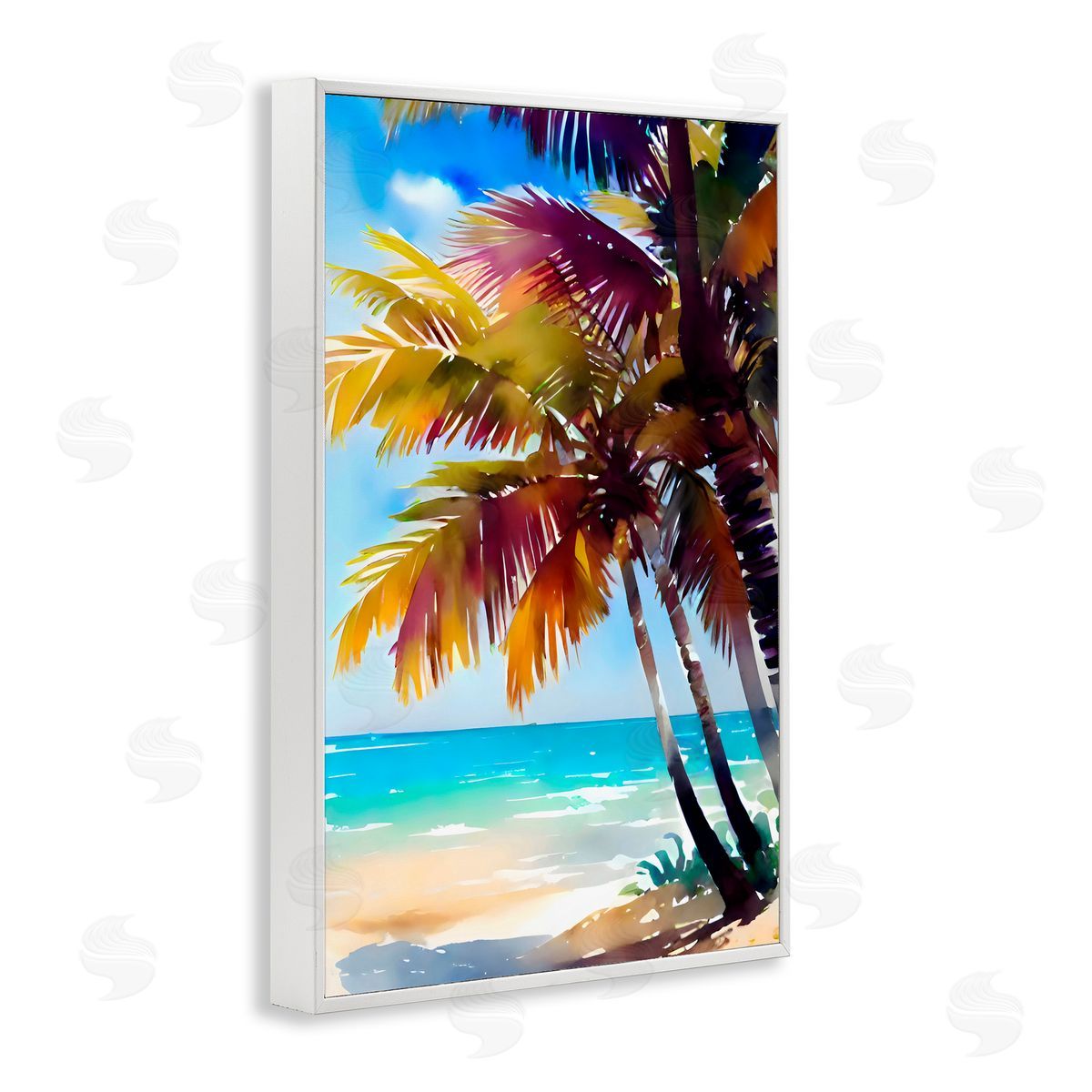 LSR Design Studio Shady Beach Palm Leaves White Frame Giclee Art Print