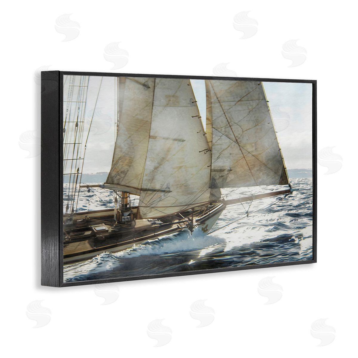 LSR Design Studio Ship Sails In Motion Black Framed Giclee Art Print