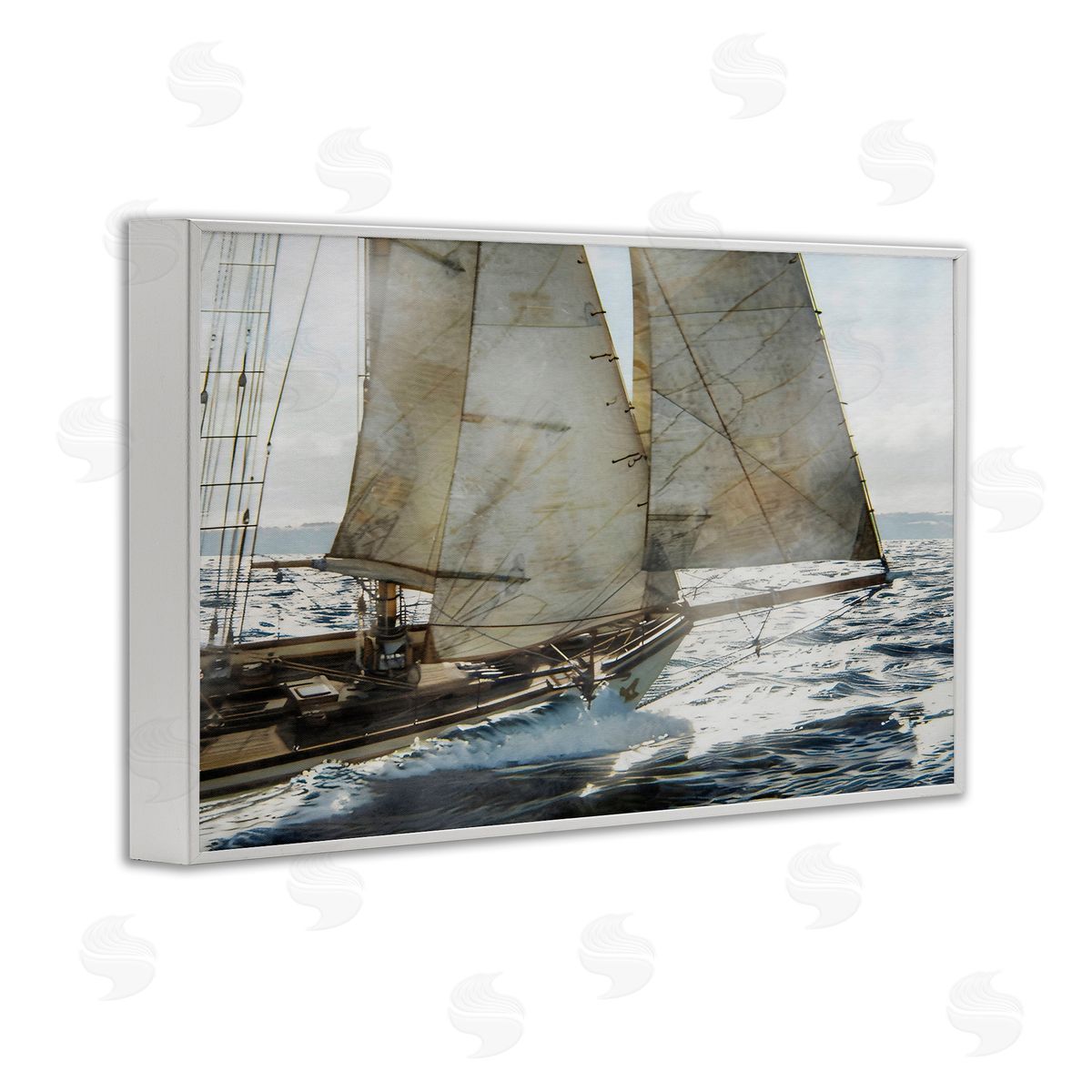 LSR Design Studio Ship Sails In Motion White Frame Giclee Art Print