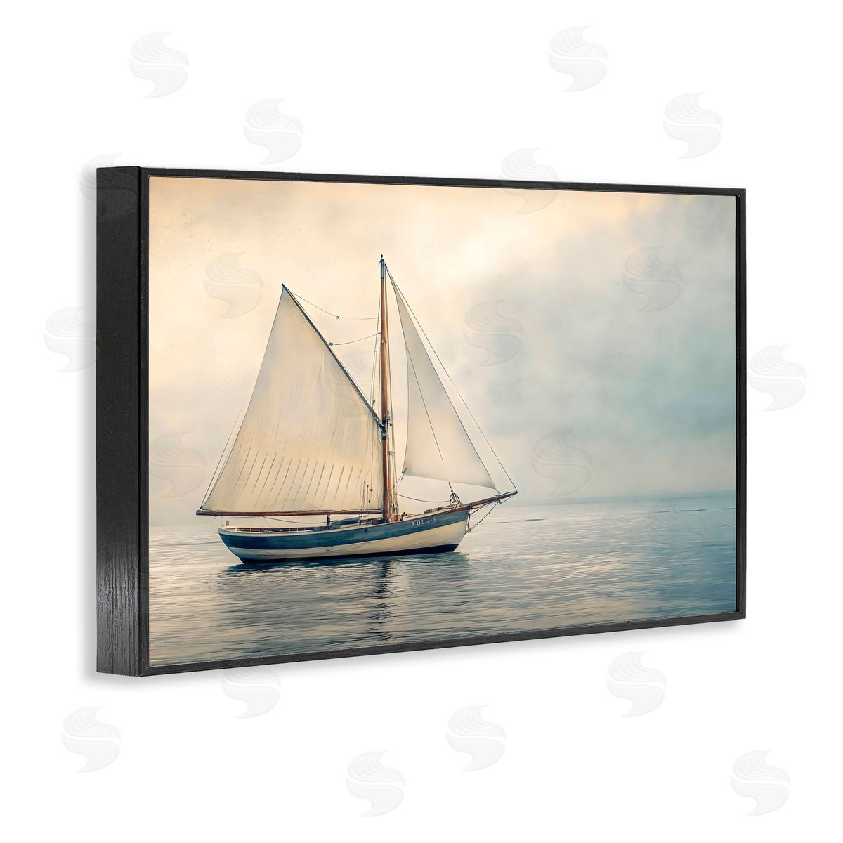 LSR Design Studio Calm Waters Sea Vessel Black Framed Giclee Art Print