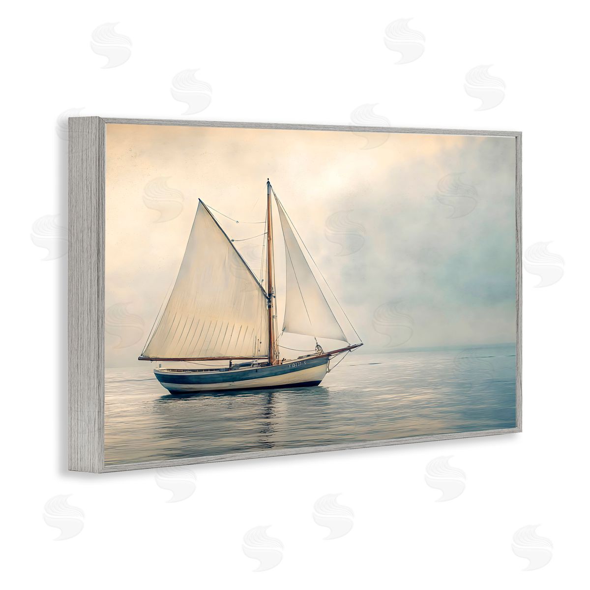 LSR Design Studio Calm Waters Sea Vessel Gray Framed Giclee Art Print